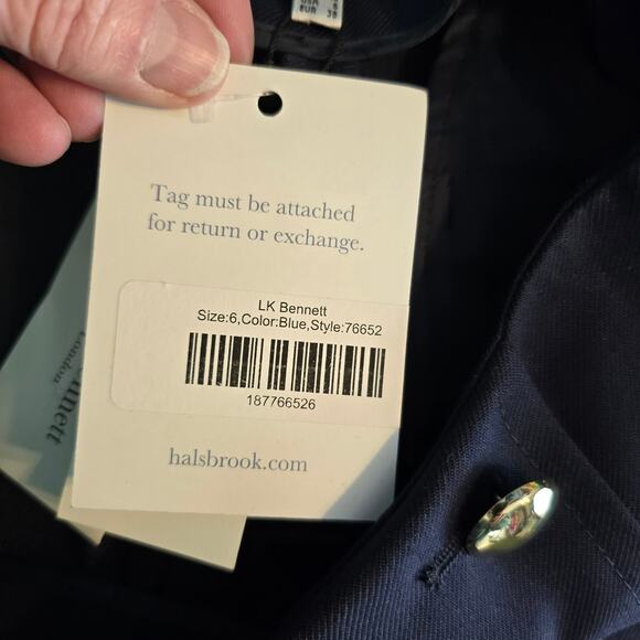 L.K. Bennett Martina Sailor Pant Crop Wide Leg Midnight Blue Size 6 NEW - Picture 5 of 9